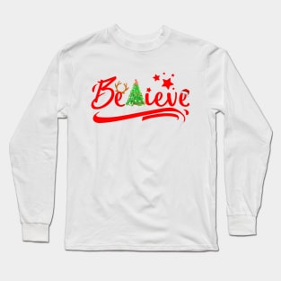 Believe in Christmas Red Long Sleeve T-Shirt